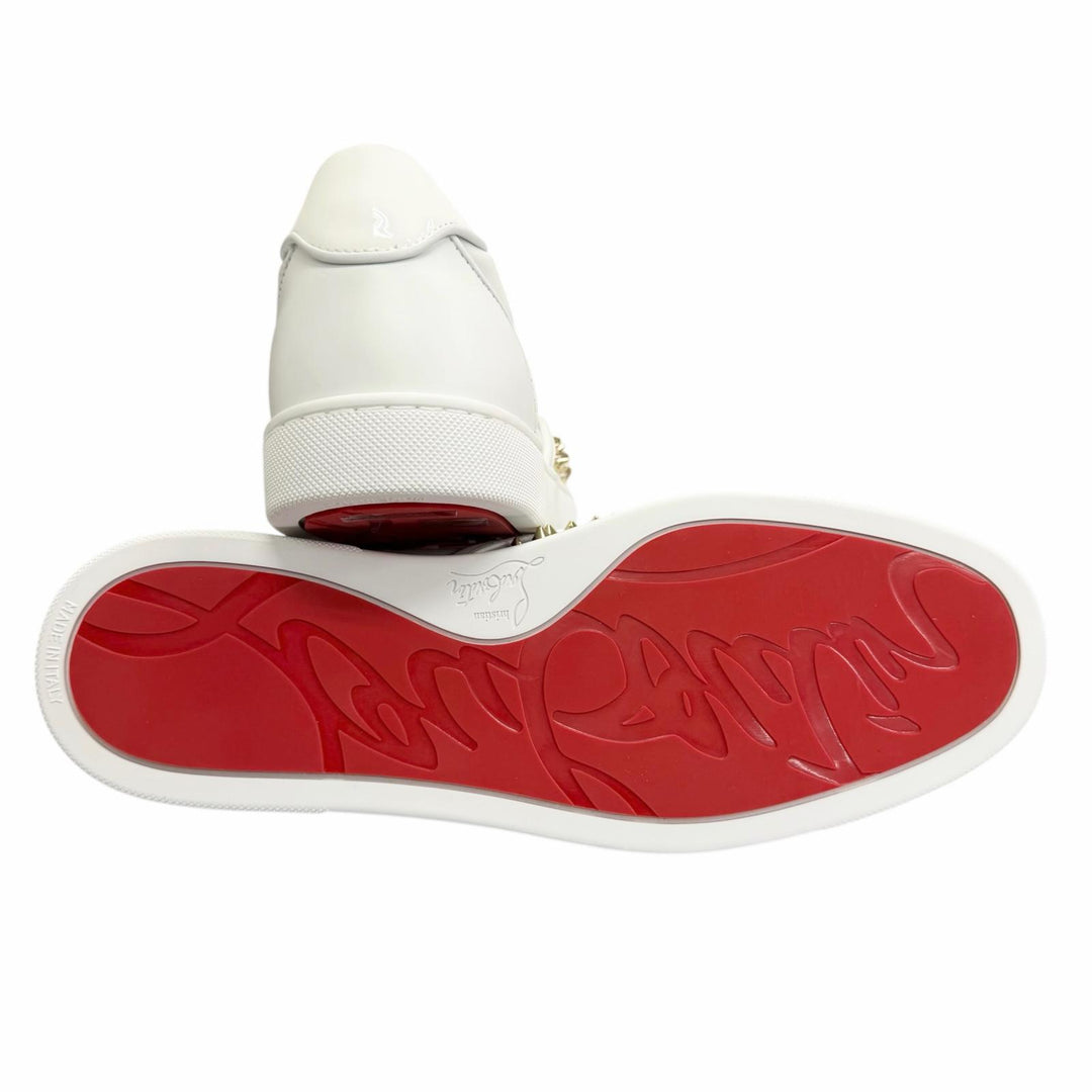 Pristine Christian Louboutin Slip-on Roller boat Spike studs white leather