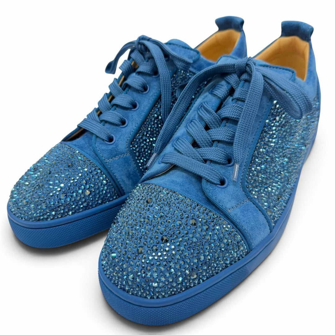 Pristine Christian Louboutin sneakers Lewis Junior Lace up blue Swarovski 43