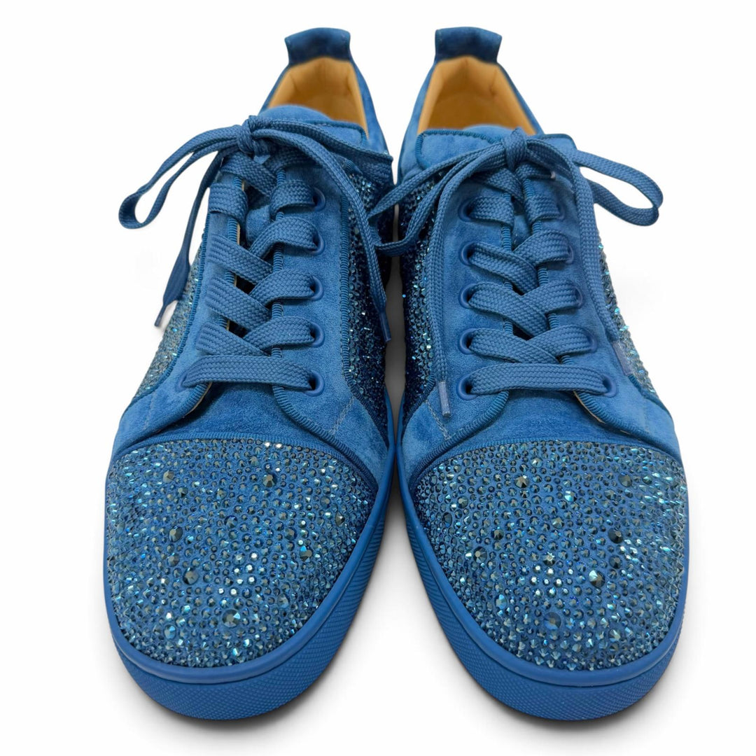 Pristine Christian Louboutin sneakers Lewis Junior Lace up blue Swarovski 43