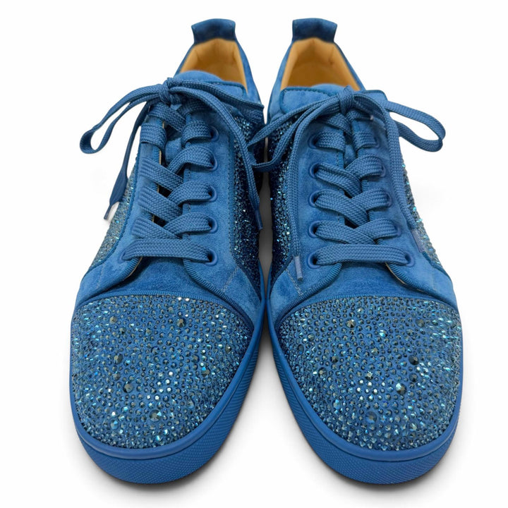 Pristine Christian Louboutin sneakers Lewis Junior Lace up blue Swarovski 43