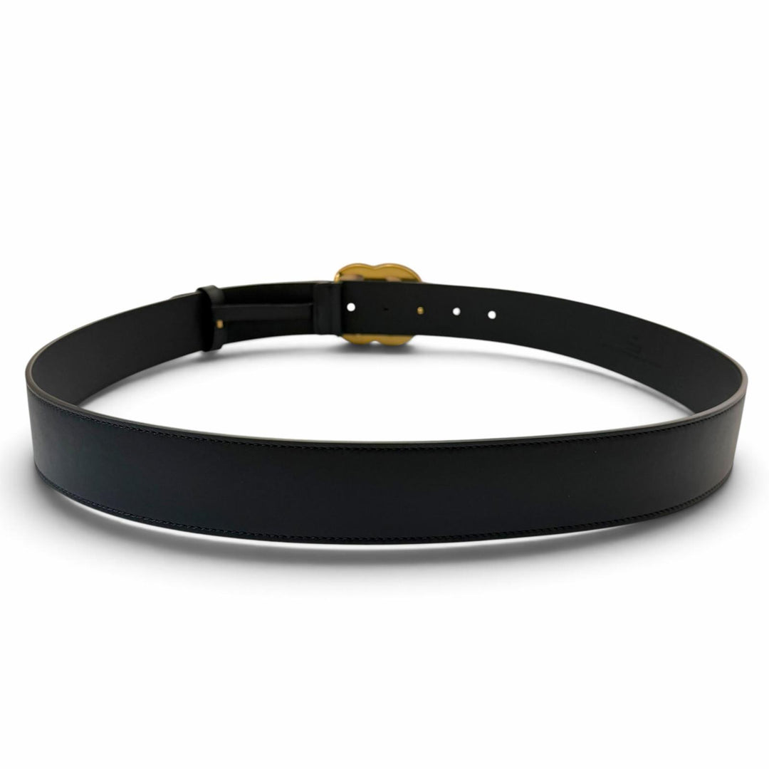 Pristine GUCCI belt GG Marmont Double G Buckle black leather mens 400593