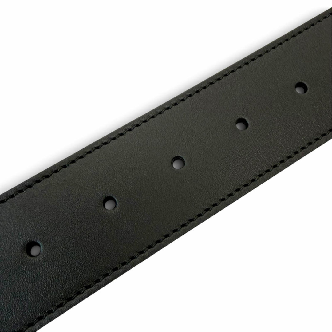 Pristine GUCCI belt GG Marmont Double G Buckle black leather mens 400593