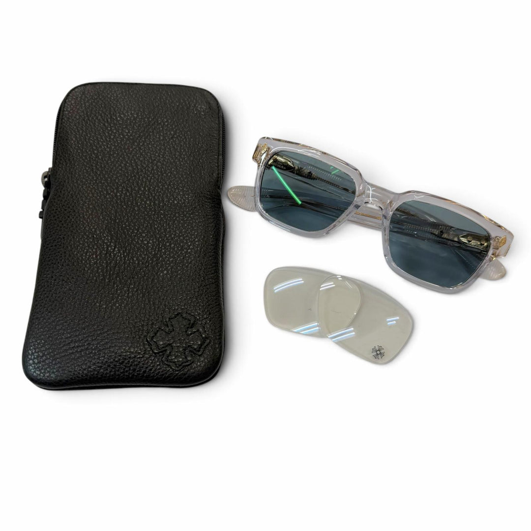 Excellent CHROME HEARTS sunglasses PEN15 cross temple clear mens 51020338