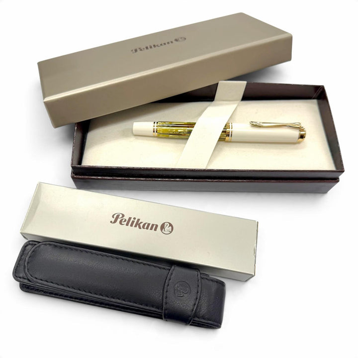 Very Good PERIKAN fountain pen Sovereign White tortoise 14K mens M400