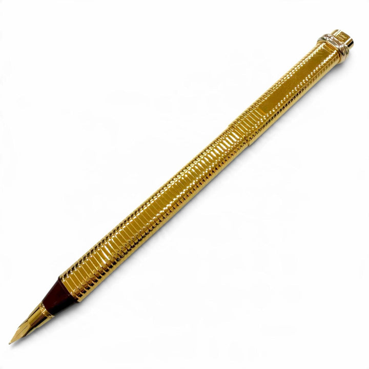 Excellent Cartier fountain pen Trinity Border Pattern Cap Style gold mens