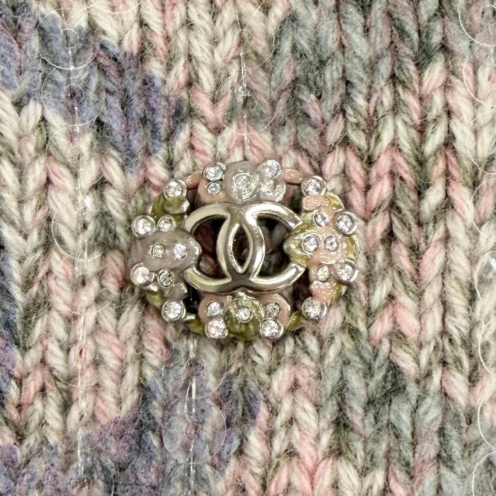 Discounted Excellent CHANEL COCO Mark sequin-embellished knit sweater cashmere 42 P73878
