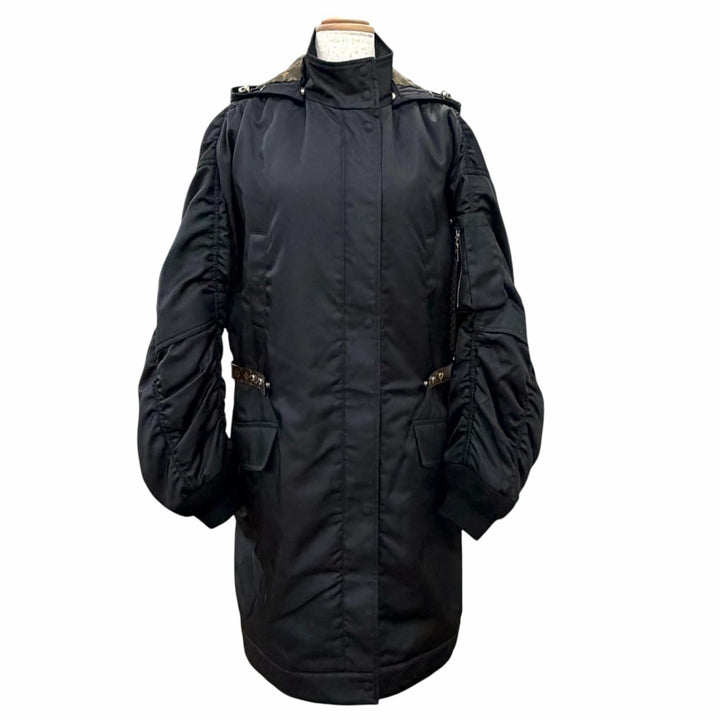 Discounted Excellent LOUIS VUITTON coat Monogram belt, hooded, long, padded jacket black 34