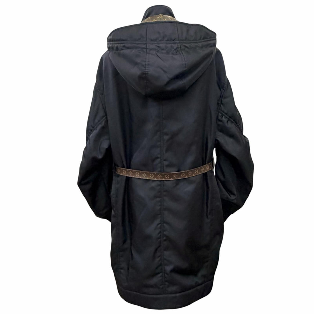 Discounted Excellent LOUIS VUITTON coat Monogram belt, hooded, long, padded jacket black 34
