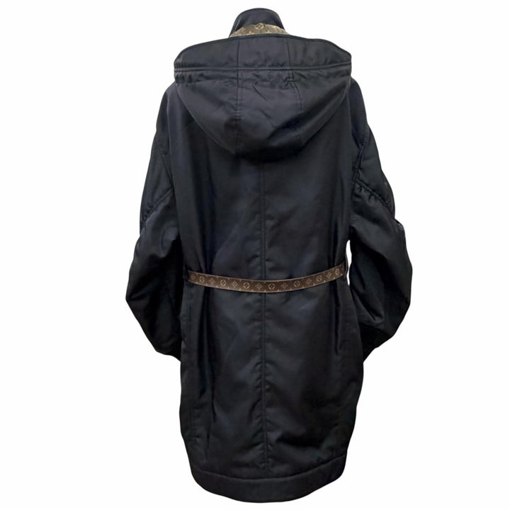 Discounted Excellent LOUIS VUITTON coat Monogram belt, hooded, long, padded jacket black 34
