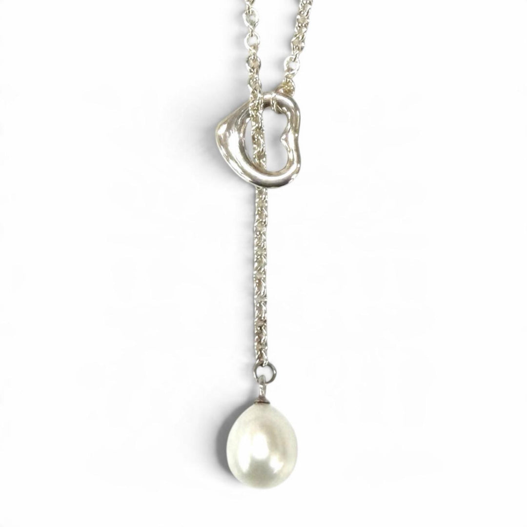Great TIFFANY&Co. Necklace Open Heart Lariat Necklace Silver 925 Women
