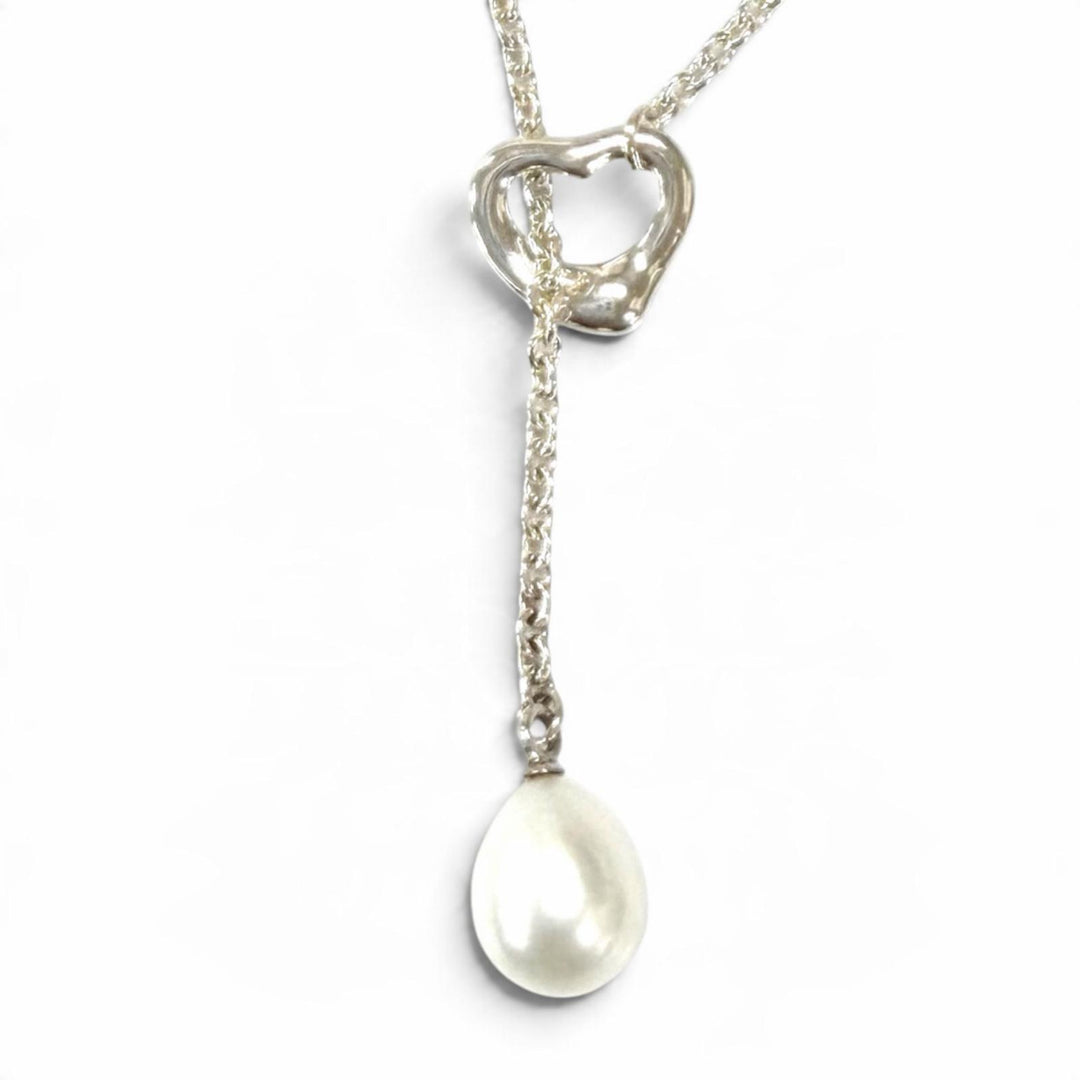 Great TIFFANY&Co. Necklace Open Heart Lariat Necklace Silver 925 Women