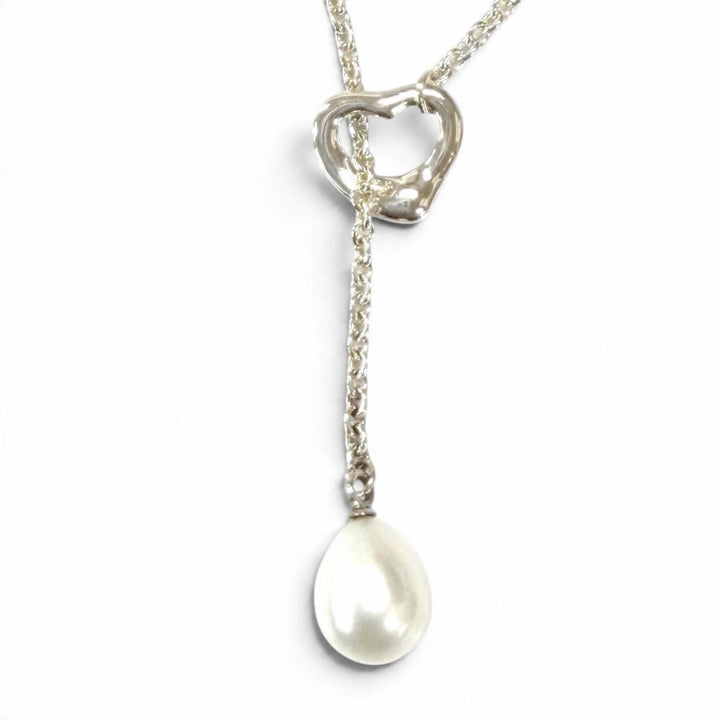 Great TIFFANY&Co. Necklace Open Heart Lariat Necklace Silver 925 Women