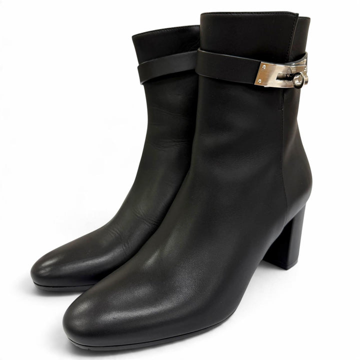 Great HERMES short boots Saint Germain Kelly Buckle Leather black Women IT 38