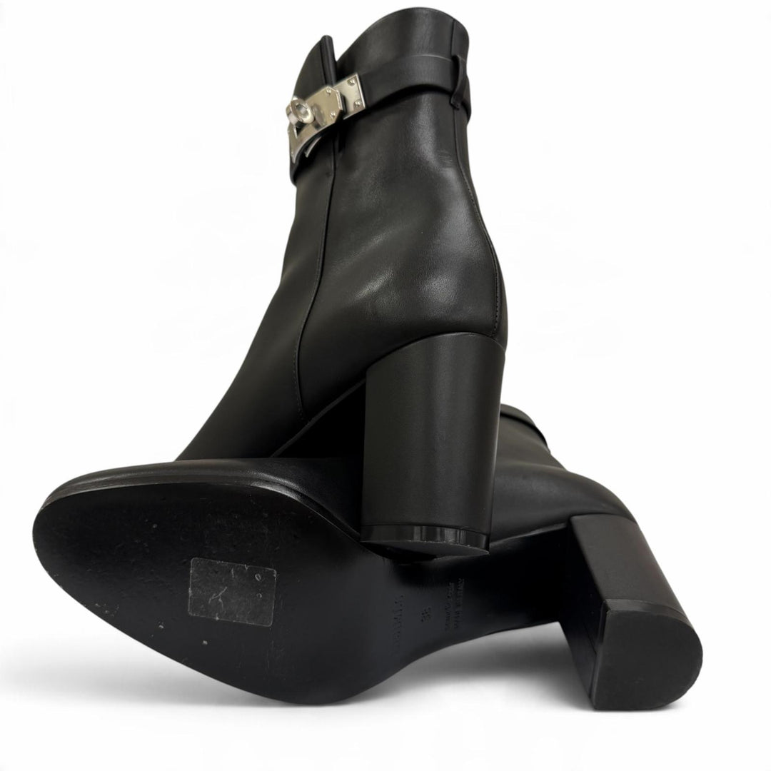 Great HERMES short boots Saint Germain Kelly Buckle Leather black Women IT 38