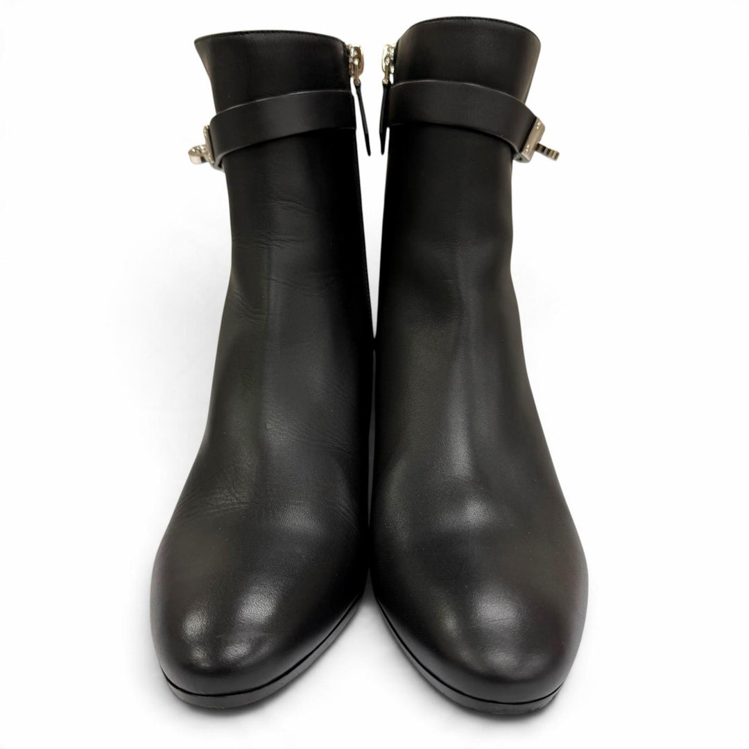 Great HERMES short boots Saint Germain Kelly Buckle Leather black Women IT 38