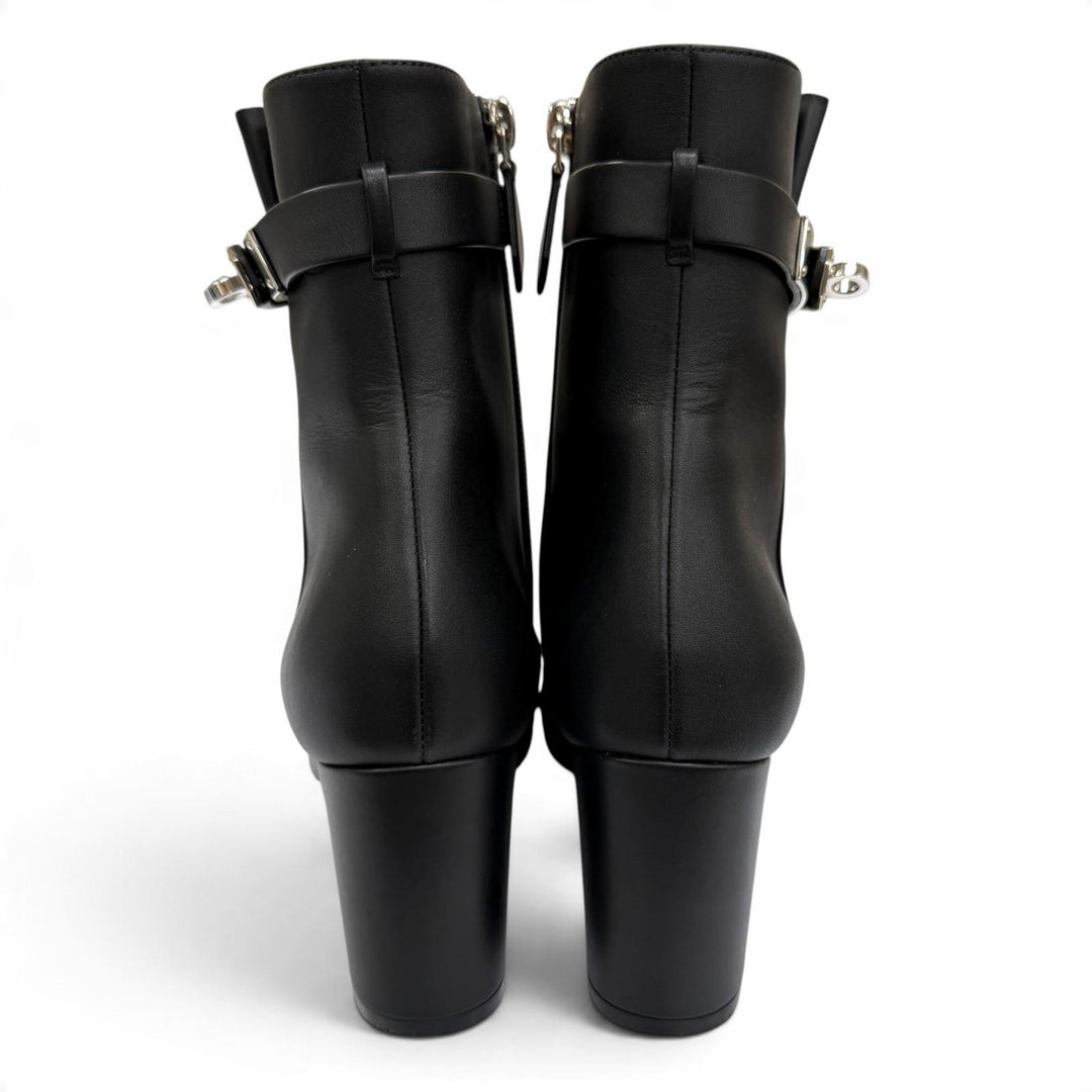 Great HERMES short boots Saint Germain Kelly Buckle Leather black Women IT 38