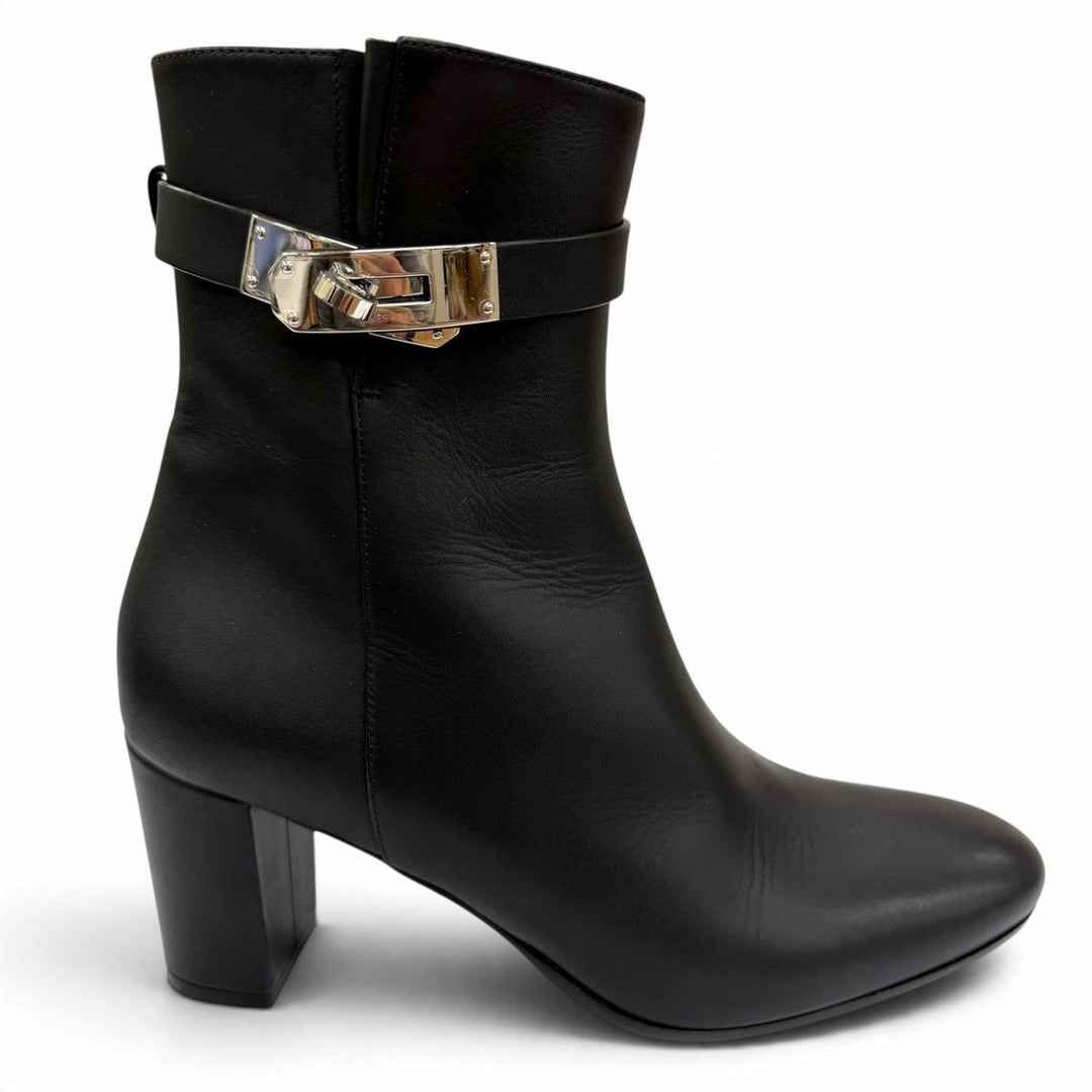 Great HERMES short boots Saint Germain Kelly Buckle Leather black Women IT 38