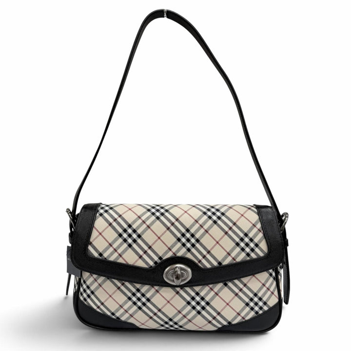 Excellent BURBERRY Shoulder Bag Nova Check Canvas Leather beige canvas Women