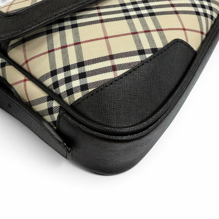 Excellent BURBERRY Shoulder Bag Nova Check Canvas Leather beige canvas Women