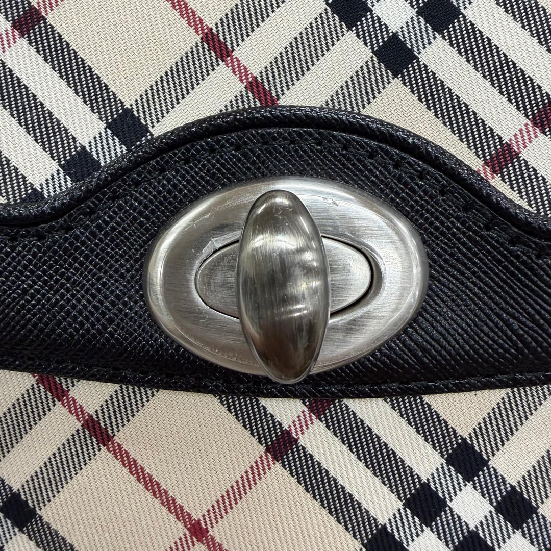 Excellent BURBERRY Shoulder Bag Nova Check Canvas Leather beige canvas Women