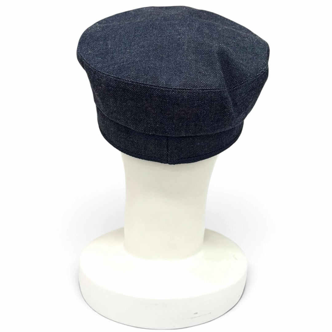 Excellent HERMES Casquette Kabul Casquette Denim Indigo cotton Women FR 56