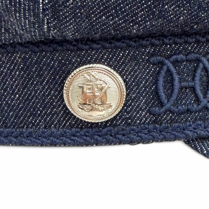 Excellent HERMES Casquette Kabul Casquette Denim Indigo cotton Women FR 56