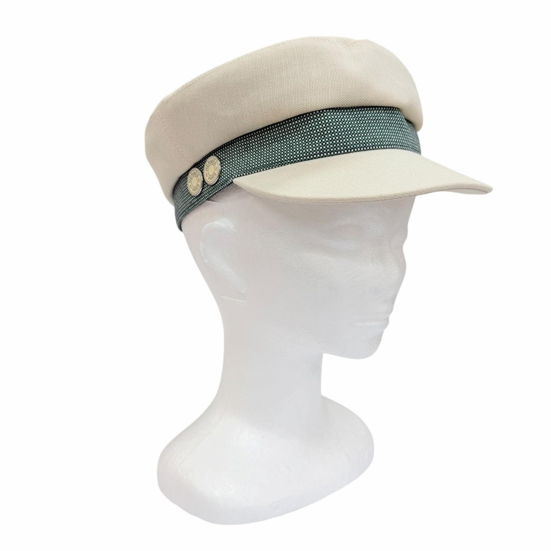 Excellent HERMES Casquette Caval Pop Serie Casquette Ivory Hemp Women FR 56
