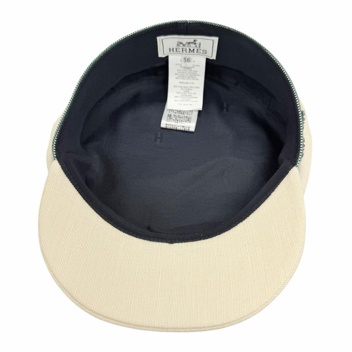 Excellent HERMES Casquette Caval Pop Serie Casquette Ivory Hemp Women FR 56