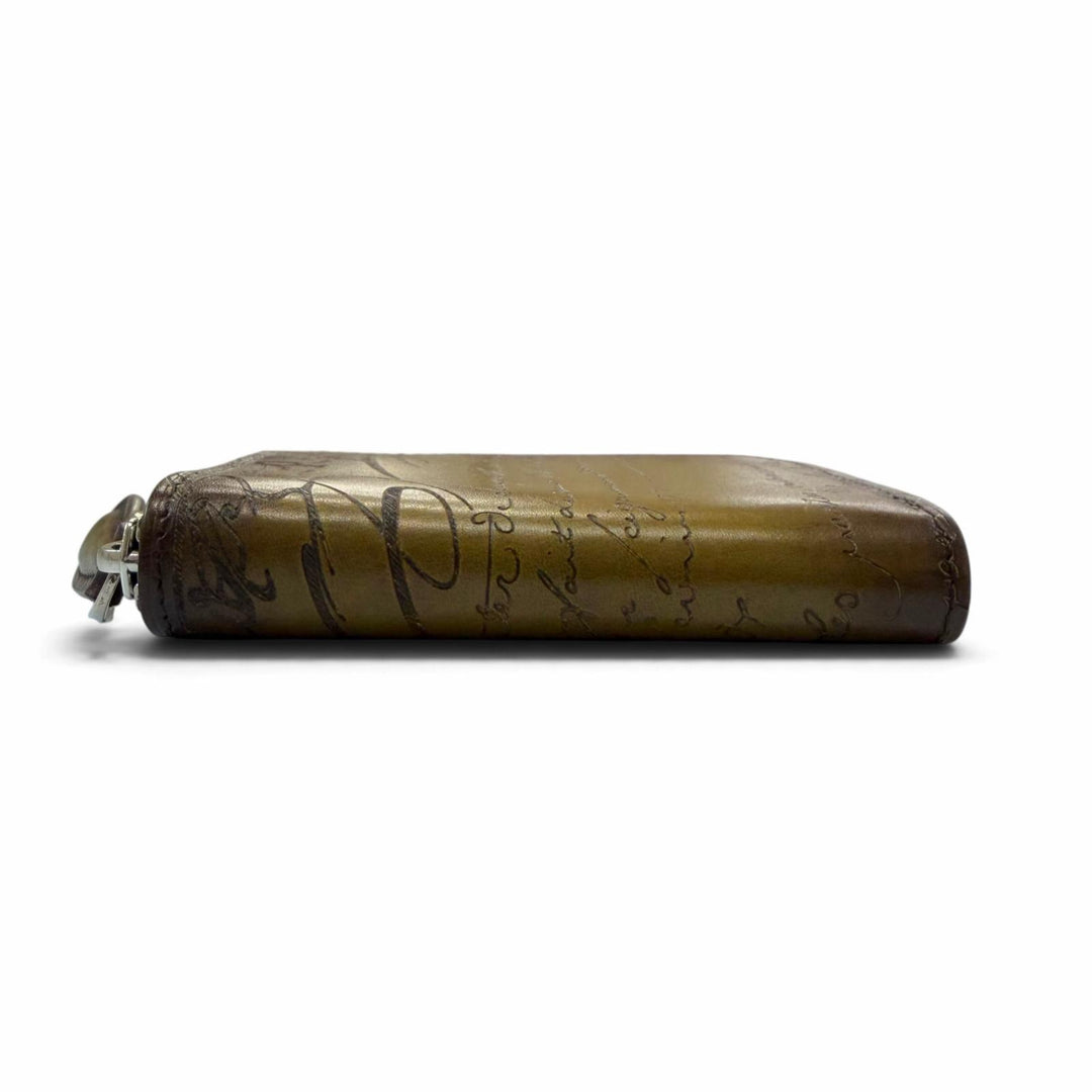 Excellent BERLUTI Coin case WAPA Calligraphy Brown Venice Calfskin Leather mens
