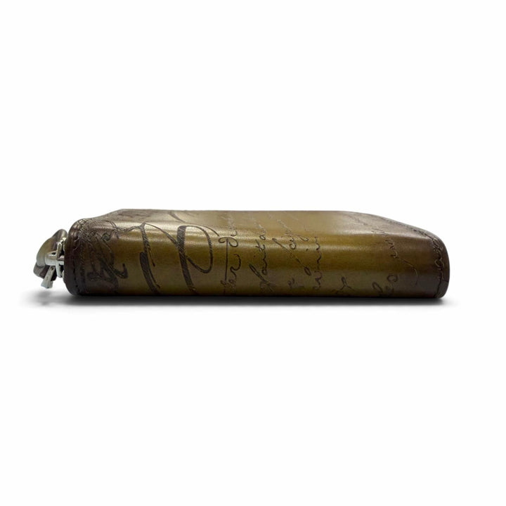 Excellent BERLUTI Coin case WAPA Calligraphy Brown Venice Calfskin Leather mens