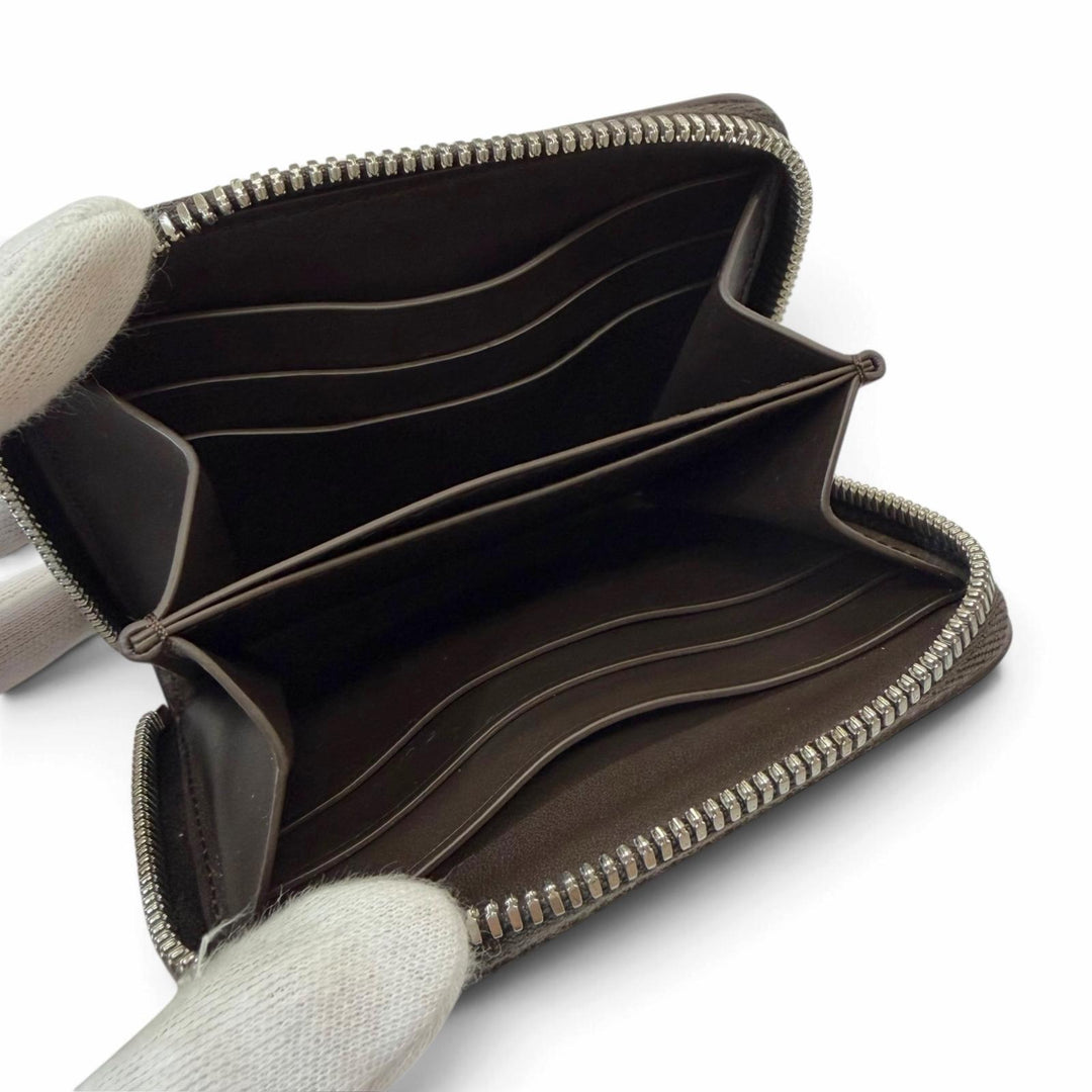 Excellent BERLUTI Coin case WAPA Calligraphy Brown Venice Calfskin Leather mens