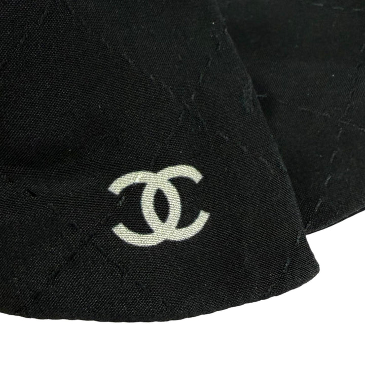 Great CHANEL Shush COCO Mark Matelassé Stitch Ribbon black silk Women AAA374