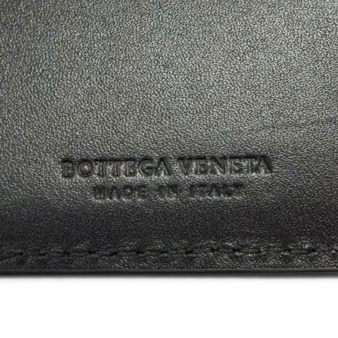 Great BOTTEGAVENETA Bifold Wallet INTRECCIATO MONEY CLIP black leather 123180