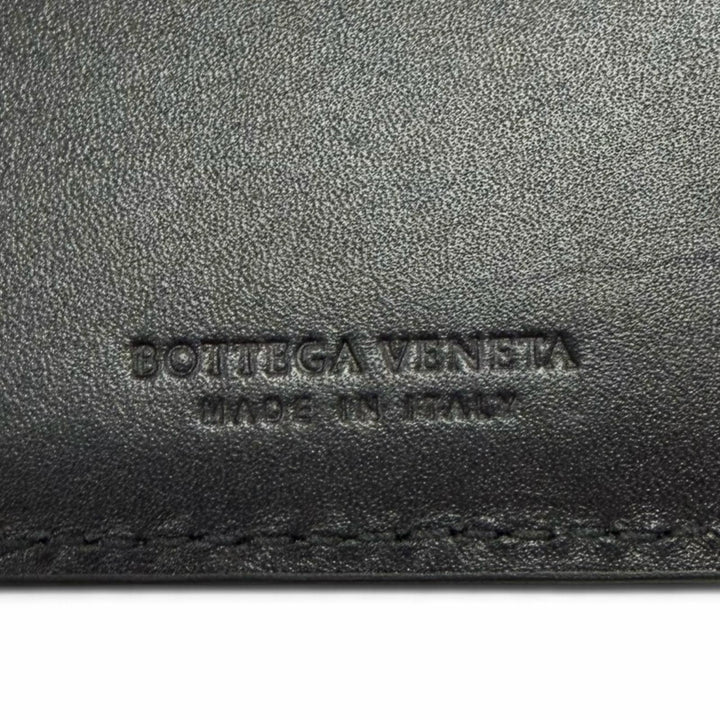 Great BOTTEGAVENETA Bifold Wallet INTRECCIATO MONEY CLIP black leather 123180