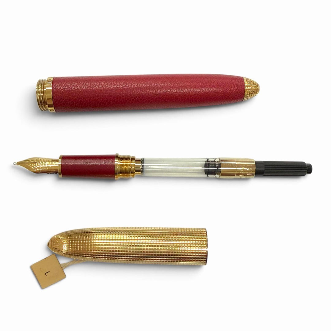 Pristine LOUIS VUITTON fountain pen Dog Cuir Leather Covered Red 750 mens