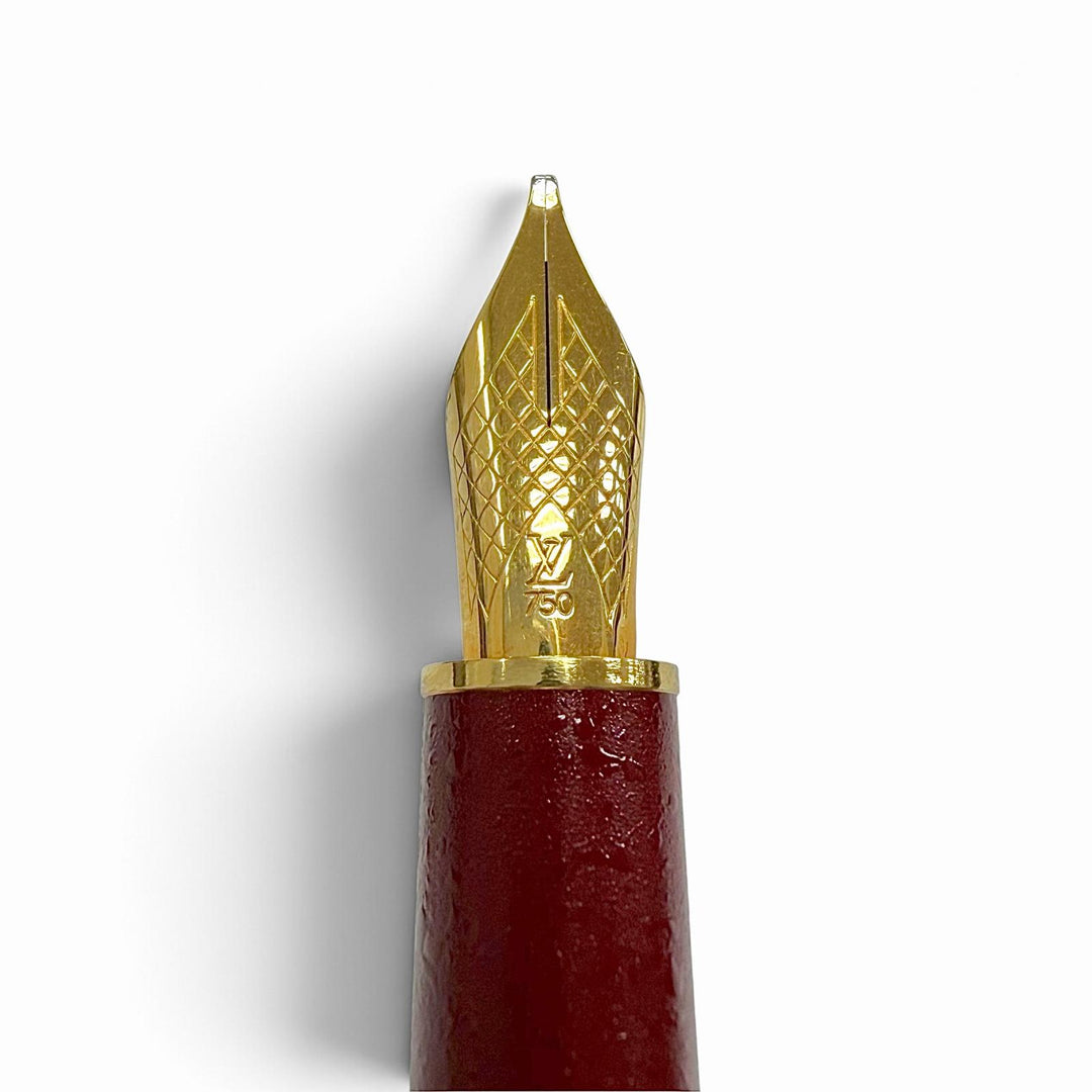 Pristine LOUIS VUITTON fountain pen Dog Cuir Leather Covered Red 750 mens