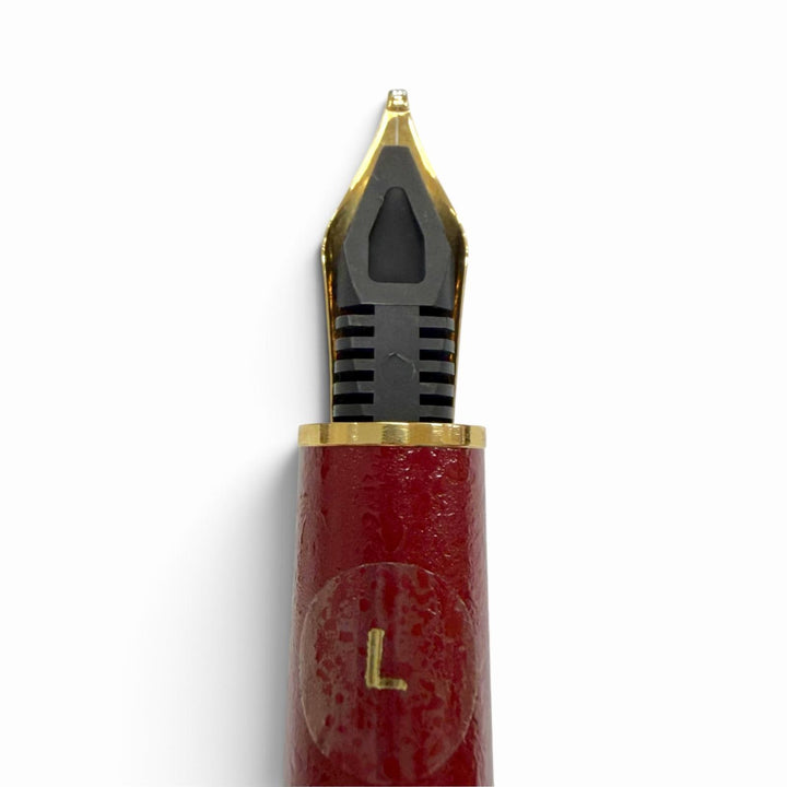 Pristine LOUIS VUITTON fountain pen Dog Cuir Leather Covered Red 750 mens