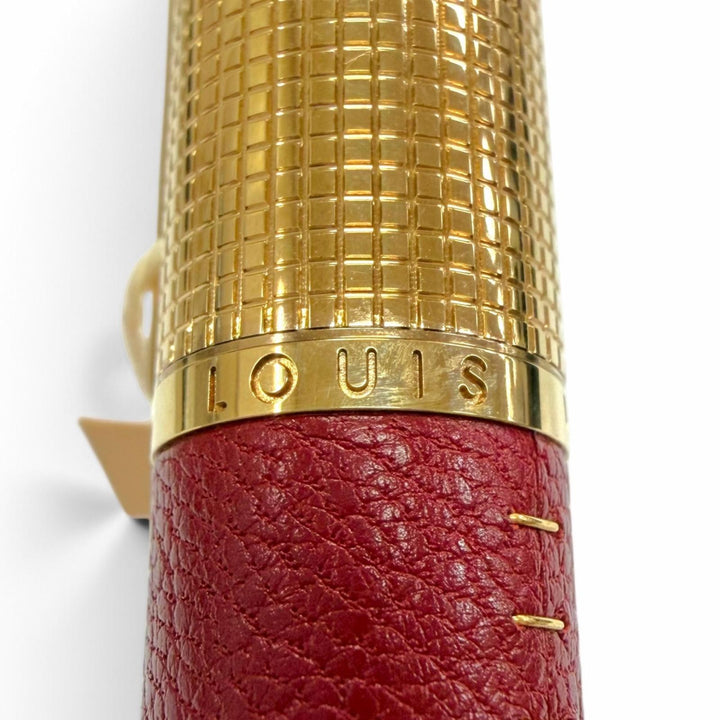 Pristine LOUIS VUITTON fountain pen Dog Cuir Leather Covered Red 750 mens
