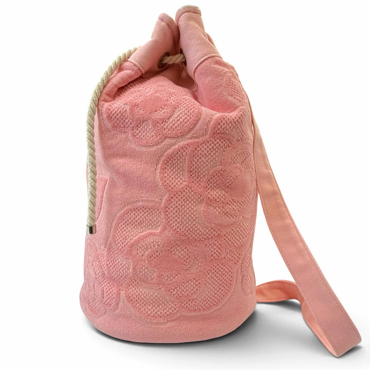 Pristine CHANEL COCO Mark Camellia Beach Towel and One-Shoulder Bag 2-Piece Set