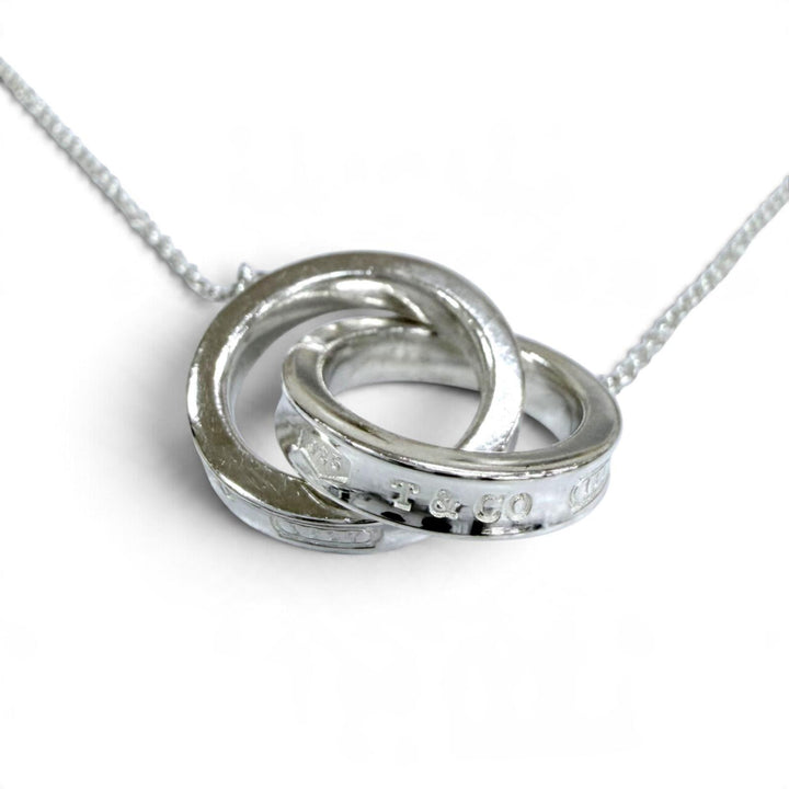 Great TIFFANY&Co. Necklace 1837 Interlocking Circle Necklace Silver 925 Women