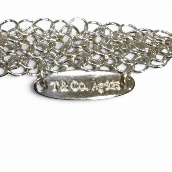 Great TIFFANY&Co. Necklace Open Heart Pendant XL Mesh Chain Silver AG925 Women