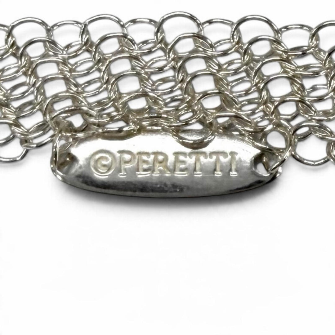Great TIFFANY&Co. Necklace Open Heart Pendant XL Mesh Chain Silver AG925 Women