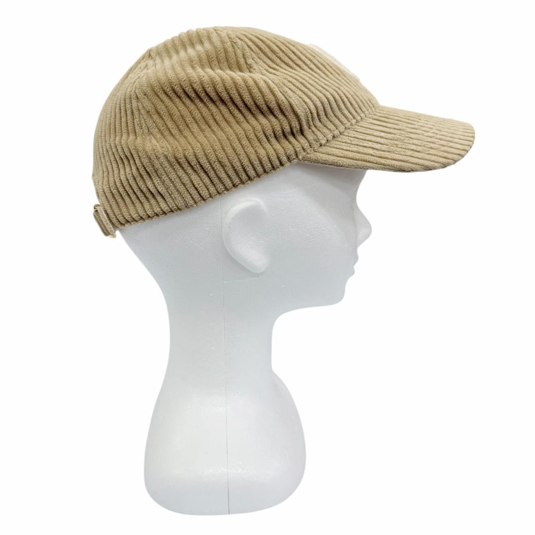 Excellent CELINE C Logo Corduroy Baseball Cap Hat beige cotton Women S 2AUA2214T