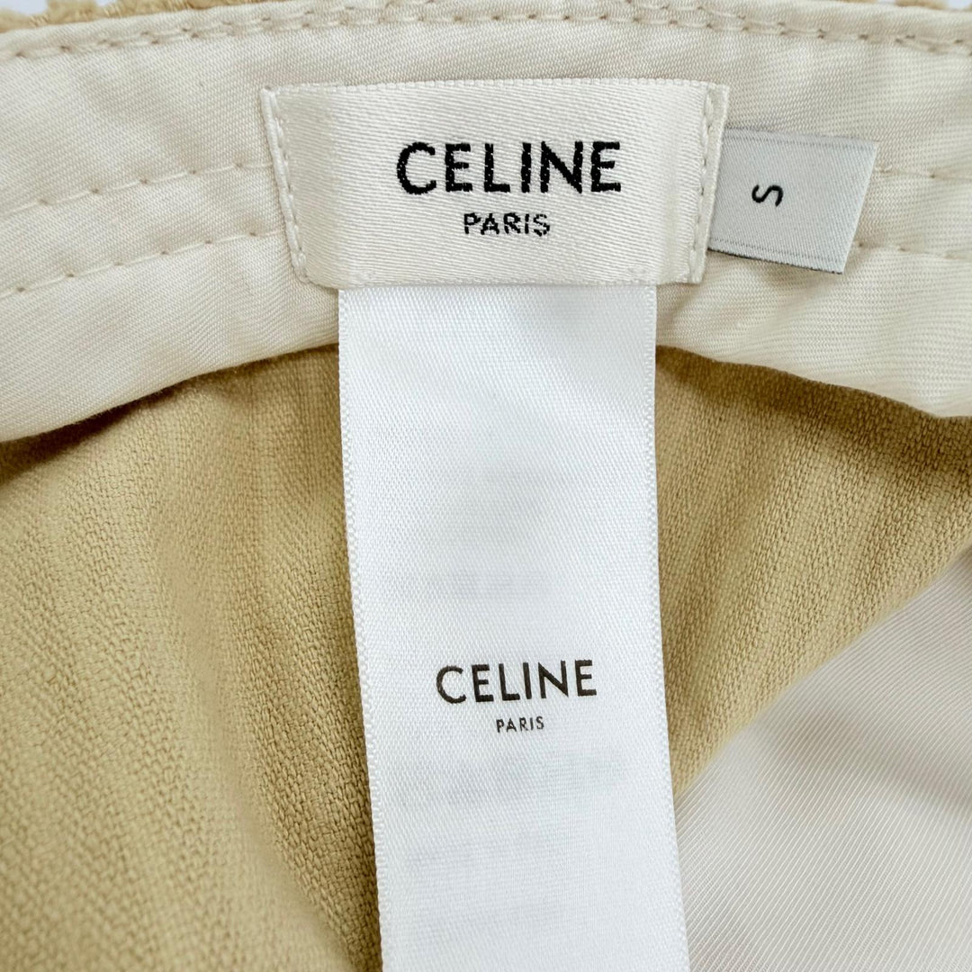 Excellent CELINE C Logo Corduroy Baseball Cap Hat beige cotton Women S 2AUA2214T