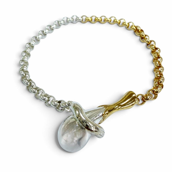 Excellent BOTTEGAVENETA Drop Chain Bracelet 18K gold finish Silver AG925 Women M