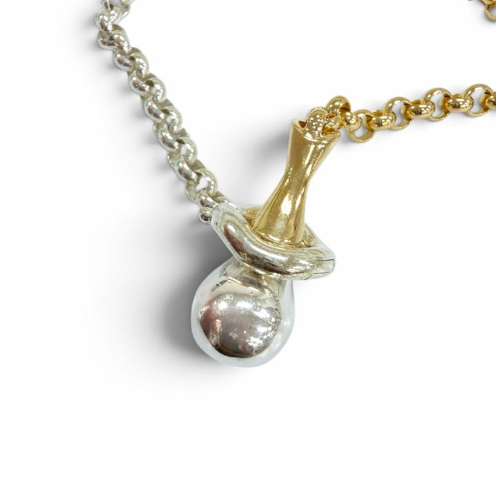 Excellent BOTTEGAVENETA Drop Chain Bracelet 18K gold finish Silver AG925 Women M