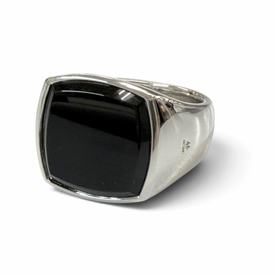 Excellent TOM WOOD Ring ring Cushion Black Onyx black 925 mens 60