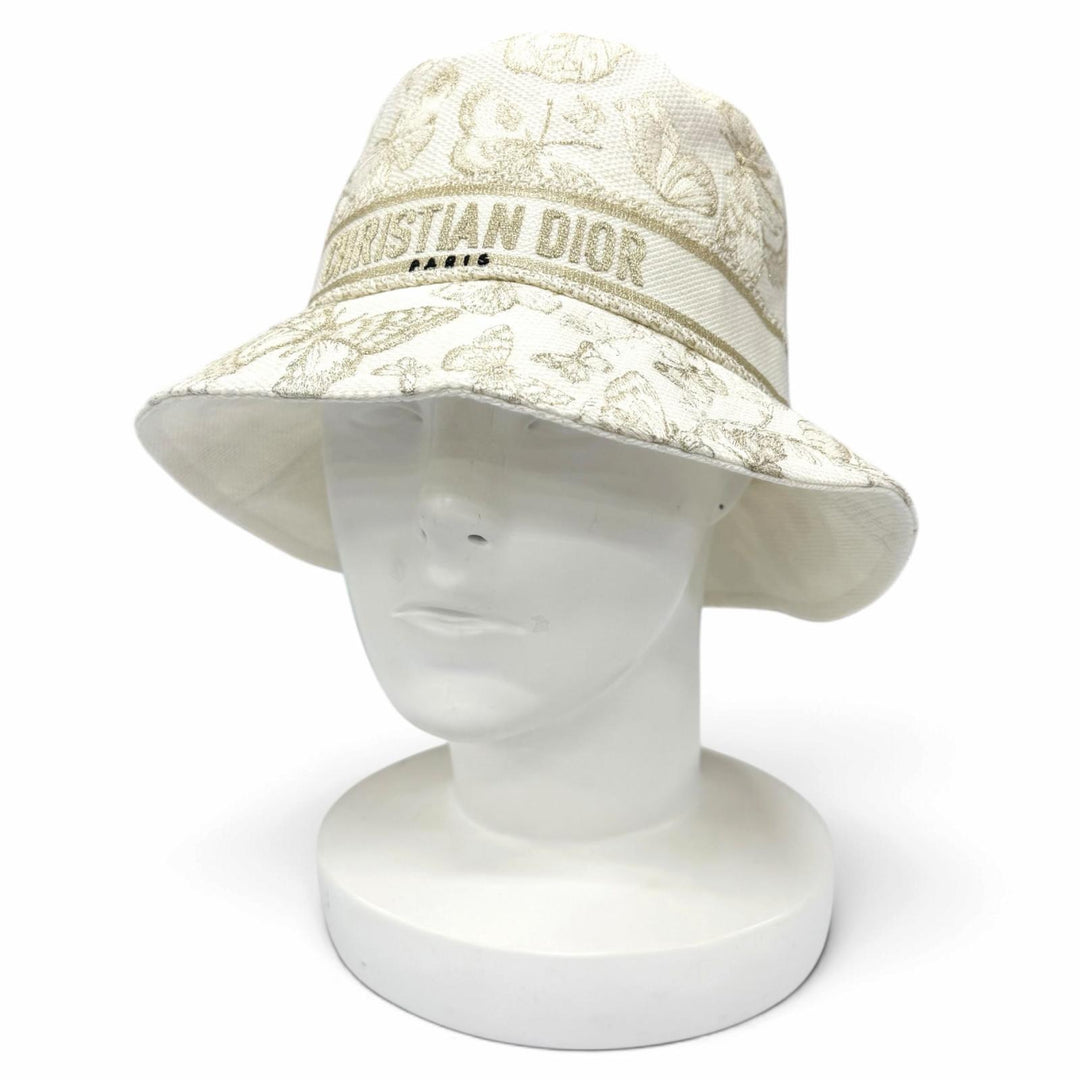 Pristine Christian Dior Toile de Jouy Embroidery Bucket Hat 57 41DTM923X131