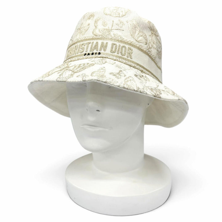 Pristine Christian Dior Toile de Jouy Embroidery Bucket Hat 57 41DTM923X131