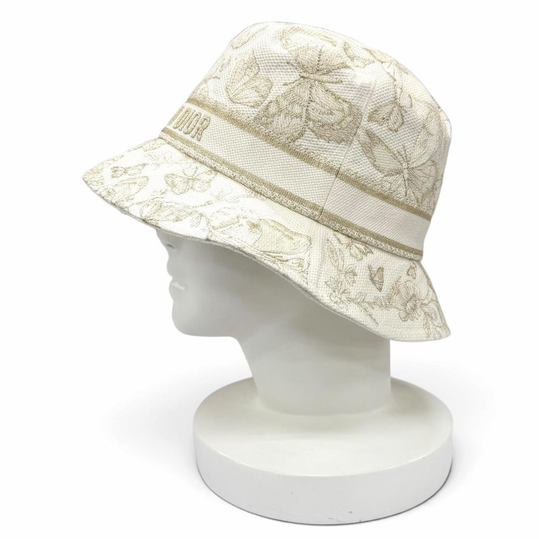 Pristine Christian Dior Toile de Jouy Embroidery Bucket Hat 57 41DTM923X131